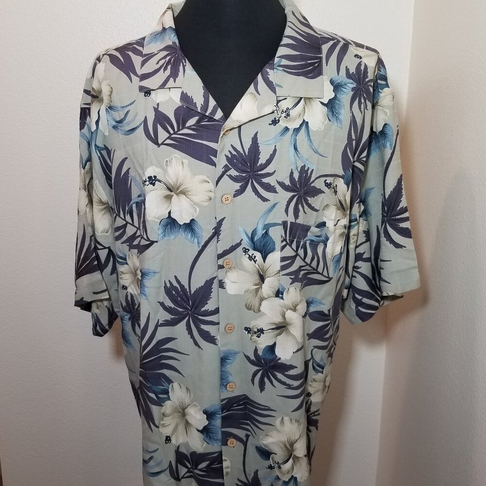 Jamaica Jaxx Mens 2XL Button Up Shirt Floral 100% Silk Hawaiian Island Beach